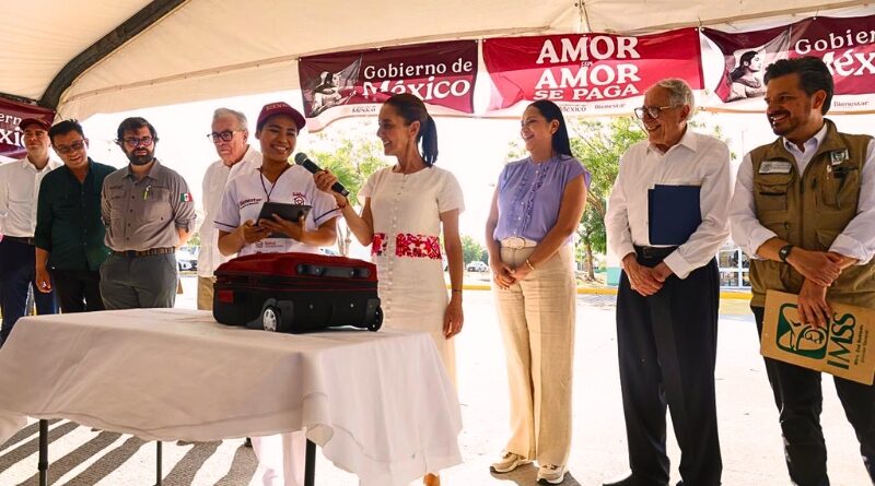 Zoé Robledo y la presidenta dieron arranque al programa que llevará atención médica a domicilio a adultos mayores y personas con discapacidad en Sinaloa.